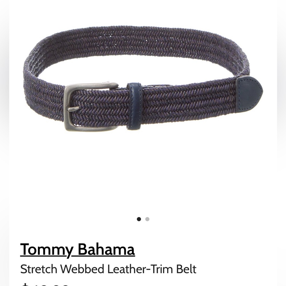 NWT Tommy Bahama men’s navy leather stretch belt Small